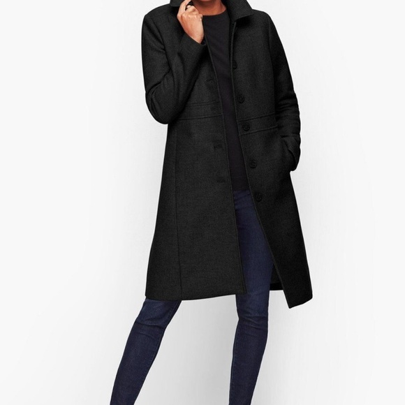 NWT New Talbots Italian Wool Black Lady Coat 14P petite $329RTL - Picture 1 of 10